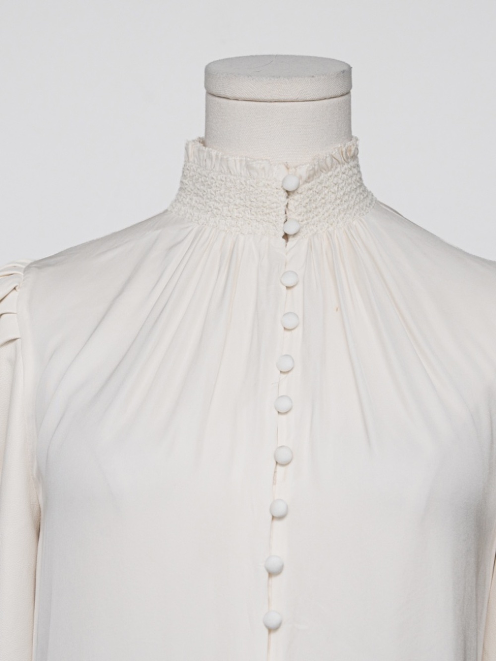 Alice + Olivia - Carmina Vegan Leather Smocked-Cuff Blouse - Picture 6 of 9